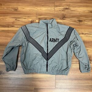 US Army IPFU Reflective PT Jacket Large Short Gray Black Military Training